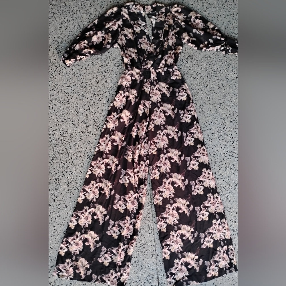 IRO Black and Pink Floral Jumpsuit
